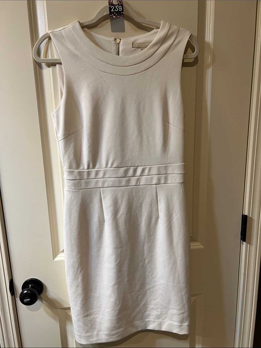 Banana Republic Cream Sleeveless Sheath Dress with Double Waistband H239